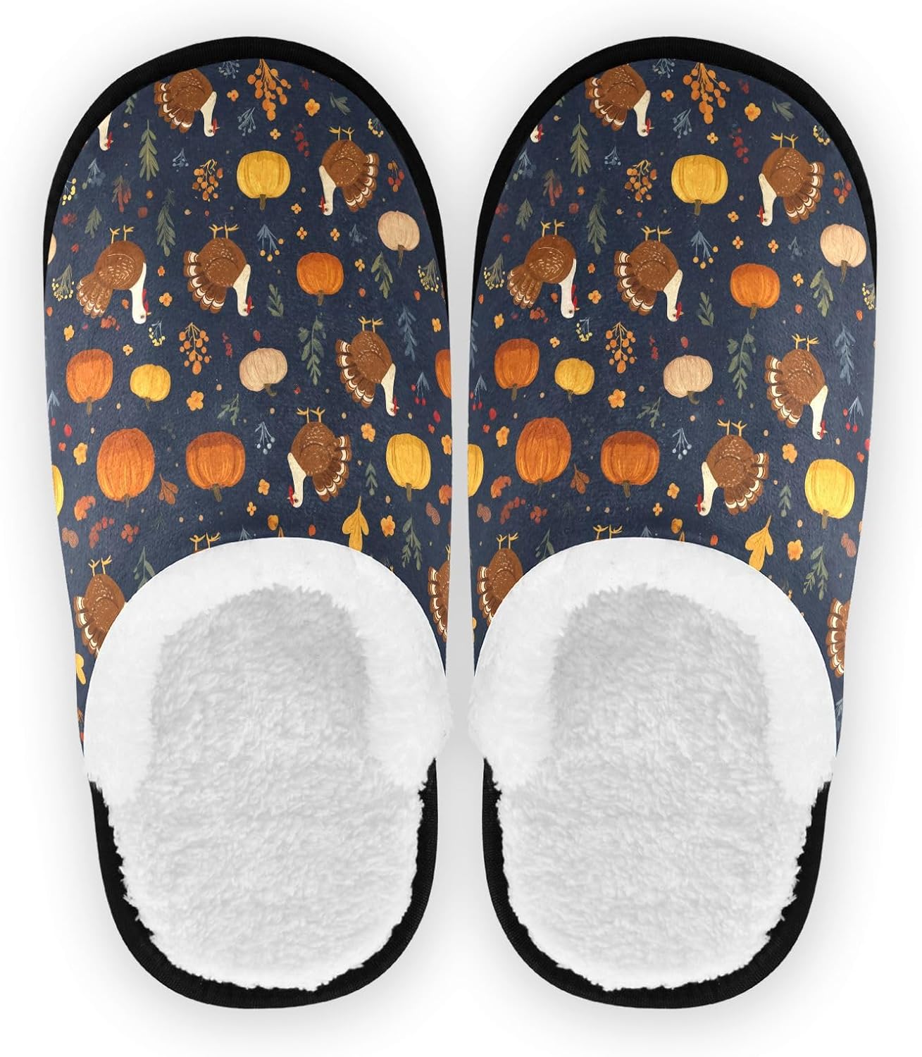 

Домашние тапочки JHKKU из мягкого ворса, теплые, нескользящие, для женщин и мужчин, уютные, для дома и путешествий, Thanksgiving Turkey Pumpkin