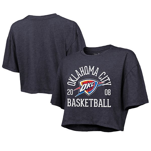 

Женский топ-кроп в боксовом крое Oklahoma City Thunder цвета navy Majestic Threads