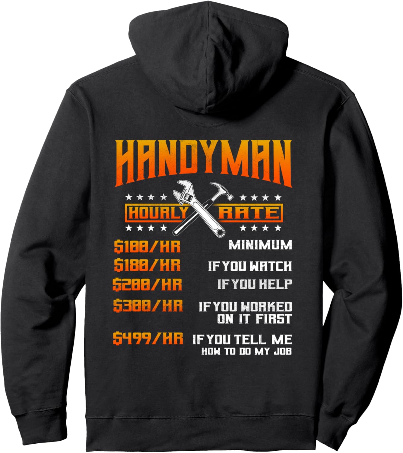 

Удобная подарочная толстовка с дизайном на спине Handyman Gifts, черный