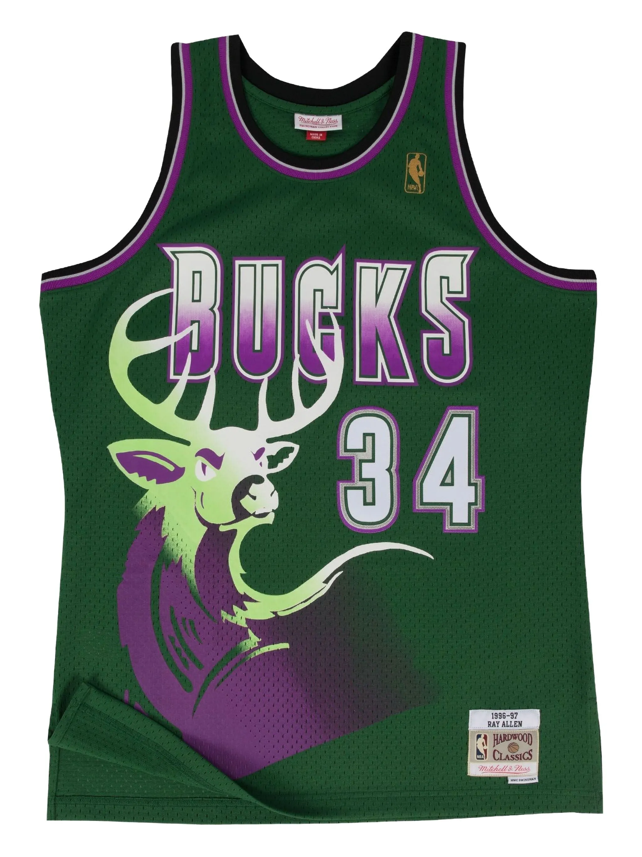 

Топ Milwaukee Bucks Ray Allen из коллаборации с NBA Swingman Mitchell & Ness, зеленый