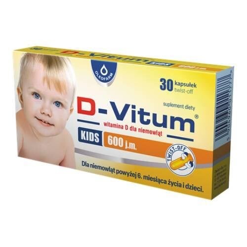 

D-Vitum KIDS 600 твист-офф, Биологически активная добавка, 30 капсул Oleofarm