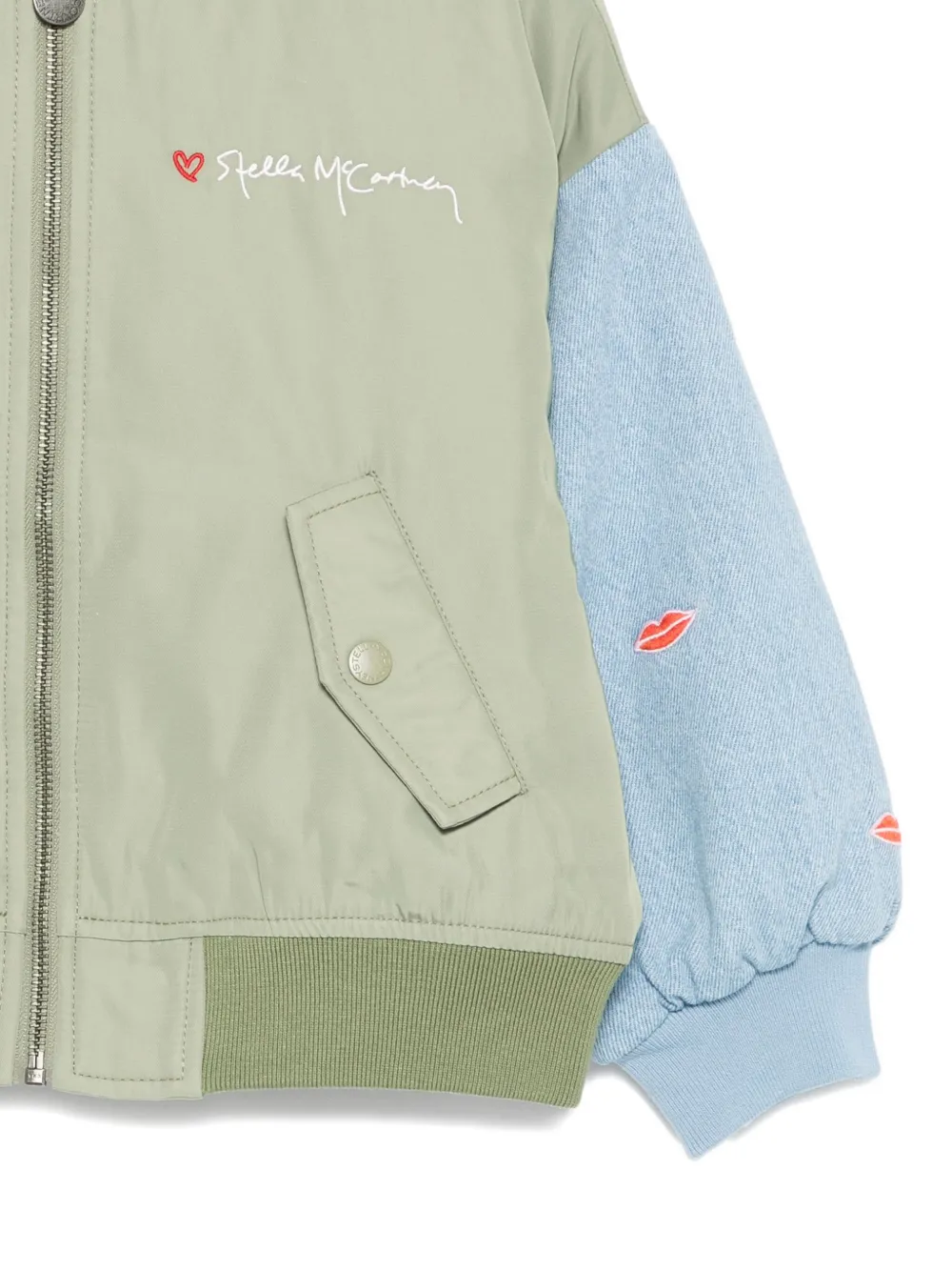 Куртка-бомбер с акцентом на губы Stella McCartney Kids, зеленый — фото 3