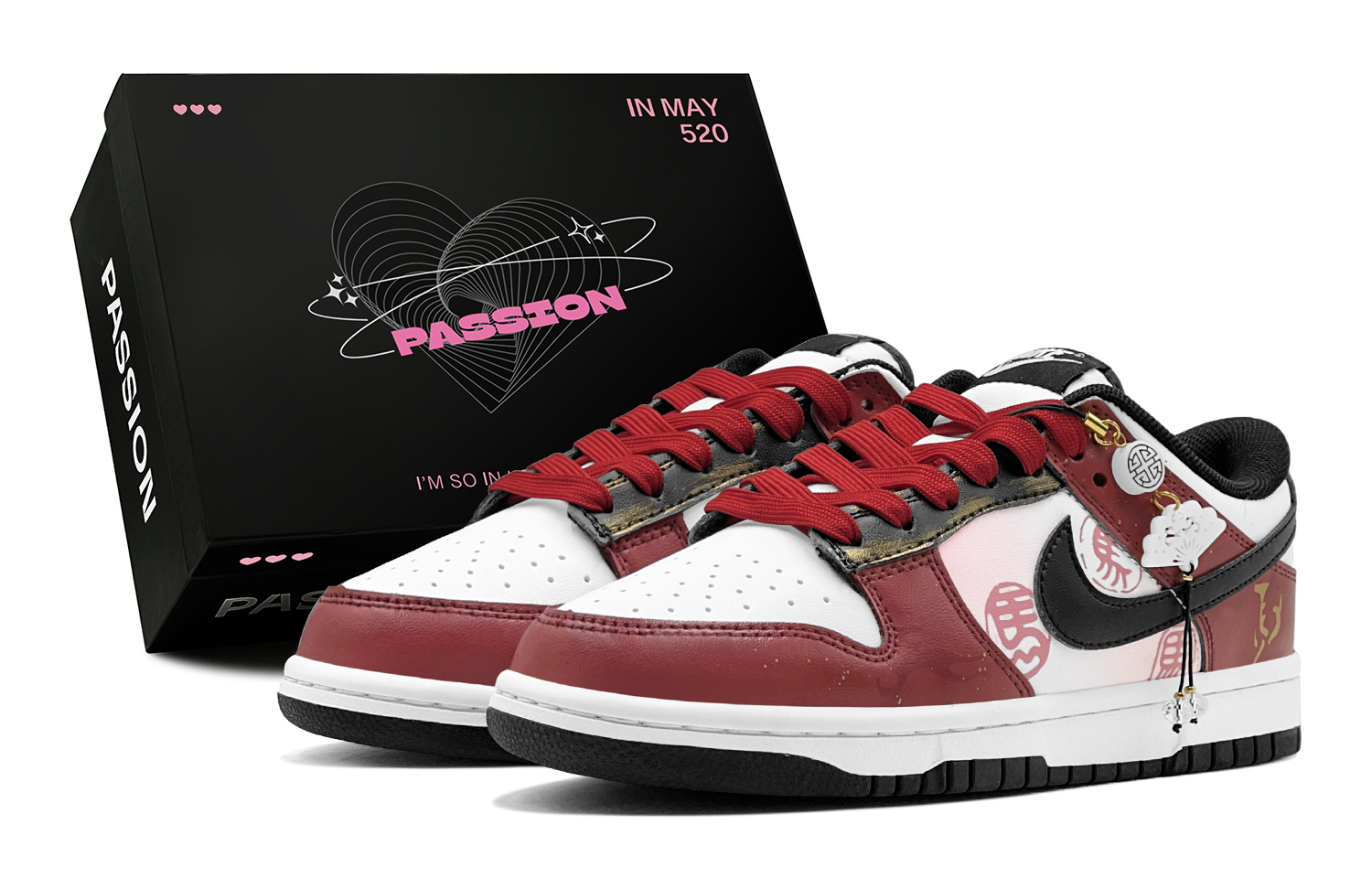 

Dunk Couple's, Immediate Success, коллекция Unleashed, издание Китайского Нового года, год Лошади, низкие кроссовки для скейтбординга Nike, темно красный