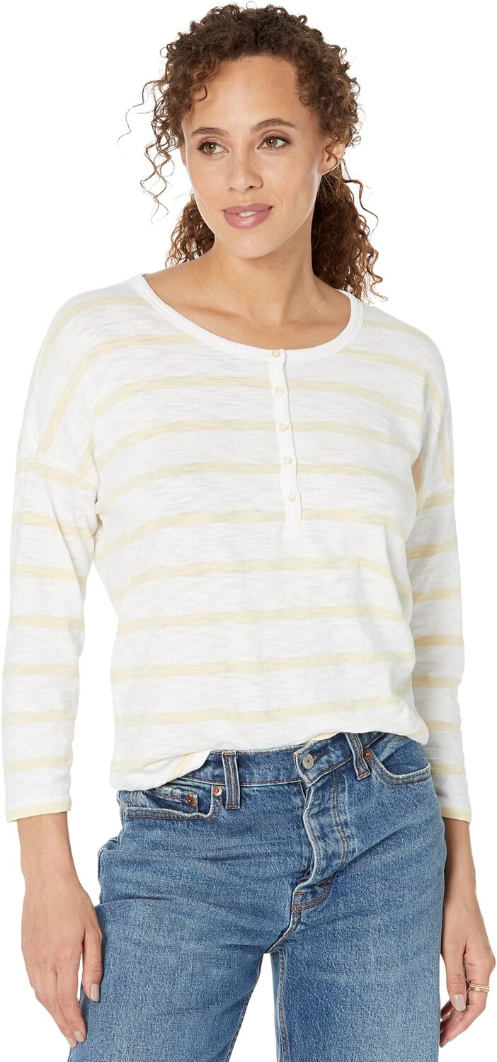 

Футболка Lilla P Striped Slub Drop Shoulder Henley, цвет Shell Stripe