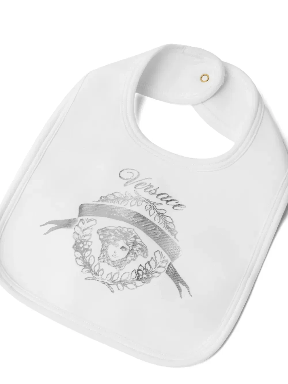 Нагрудник из хлопка с принтом для малышей Versace Kids, белый — фото 2
