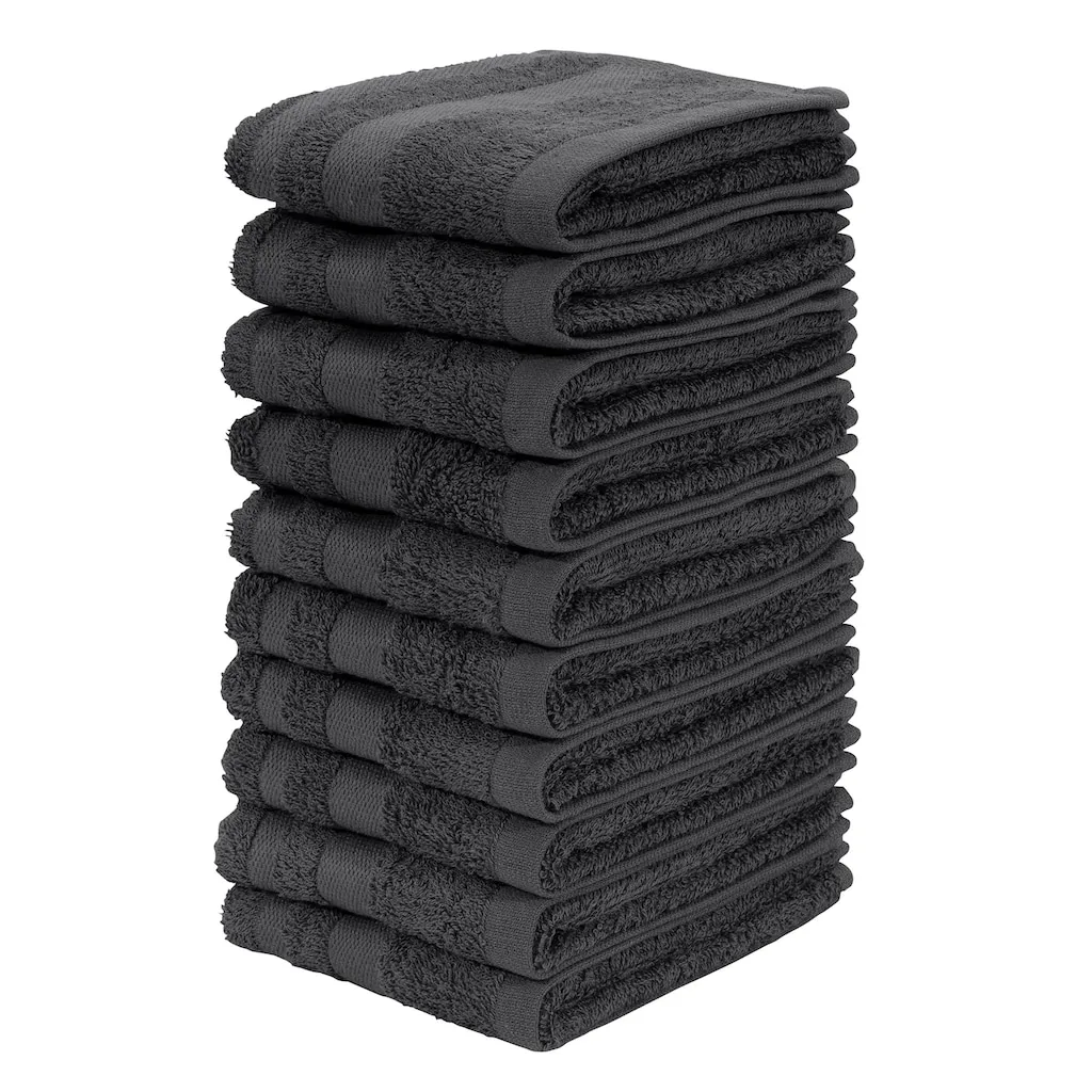 

Мое домашнее полотенце для умывания Vanessa, доступно как набор и серия, 10 мыльных полотенец, 30x30 см, полотенца с каймой, 100% хлопок, однотонные, мягкие My Home, антрацит