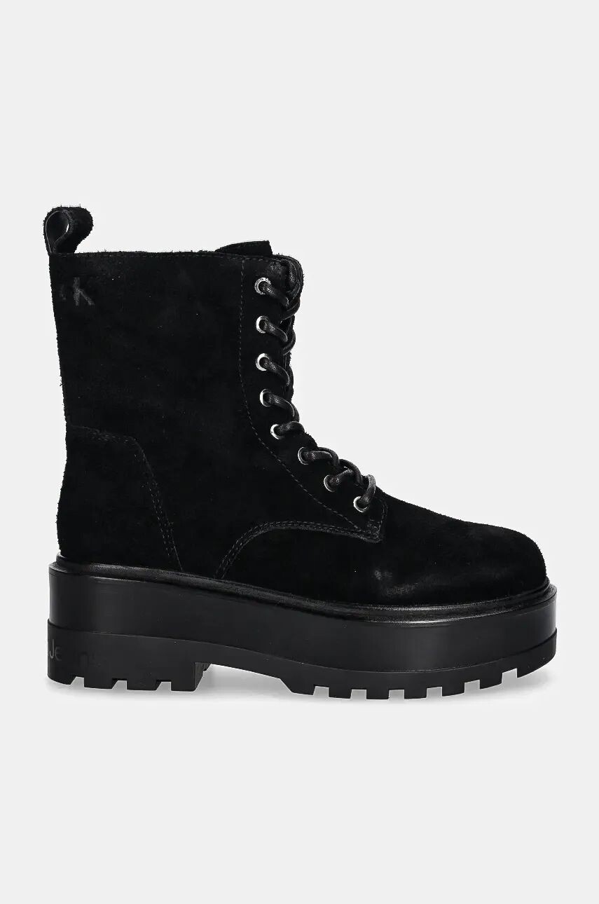Замшевые байкерские ботинки Calvin Klein Jeans FLATFORM ZIP LACEUP MG S, черный — фото 3