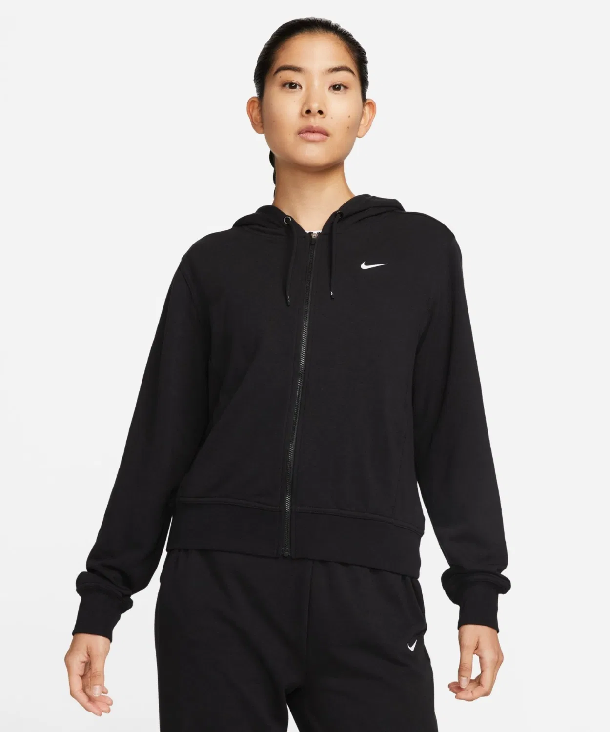 Женская флисовая кофта Nike One Dri-FIT с капюшоном, чёрная