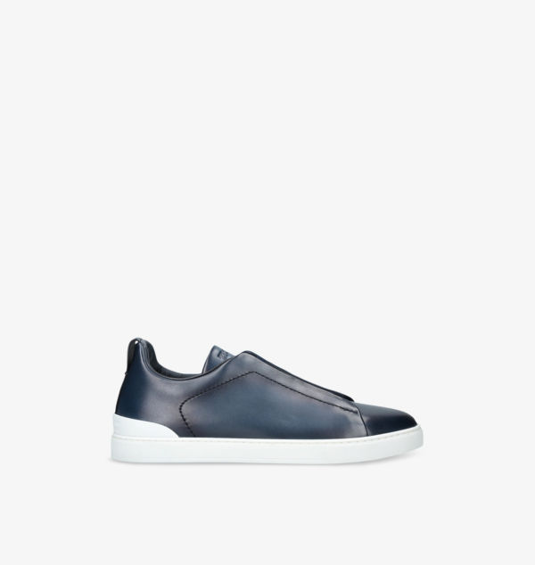 

Низкие кожаные кроссовки Triple-Stitch Ermenegildo Zegna, синий