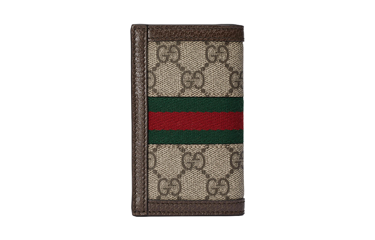 Кардхолдер из холста с кожаной отделкой мужской бежевый/эбони GUCCI — фото 3