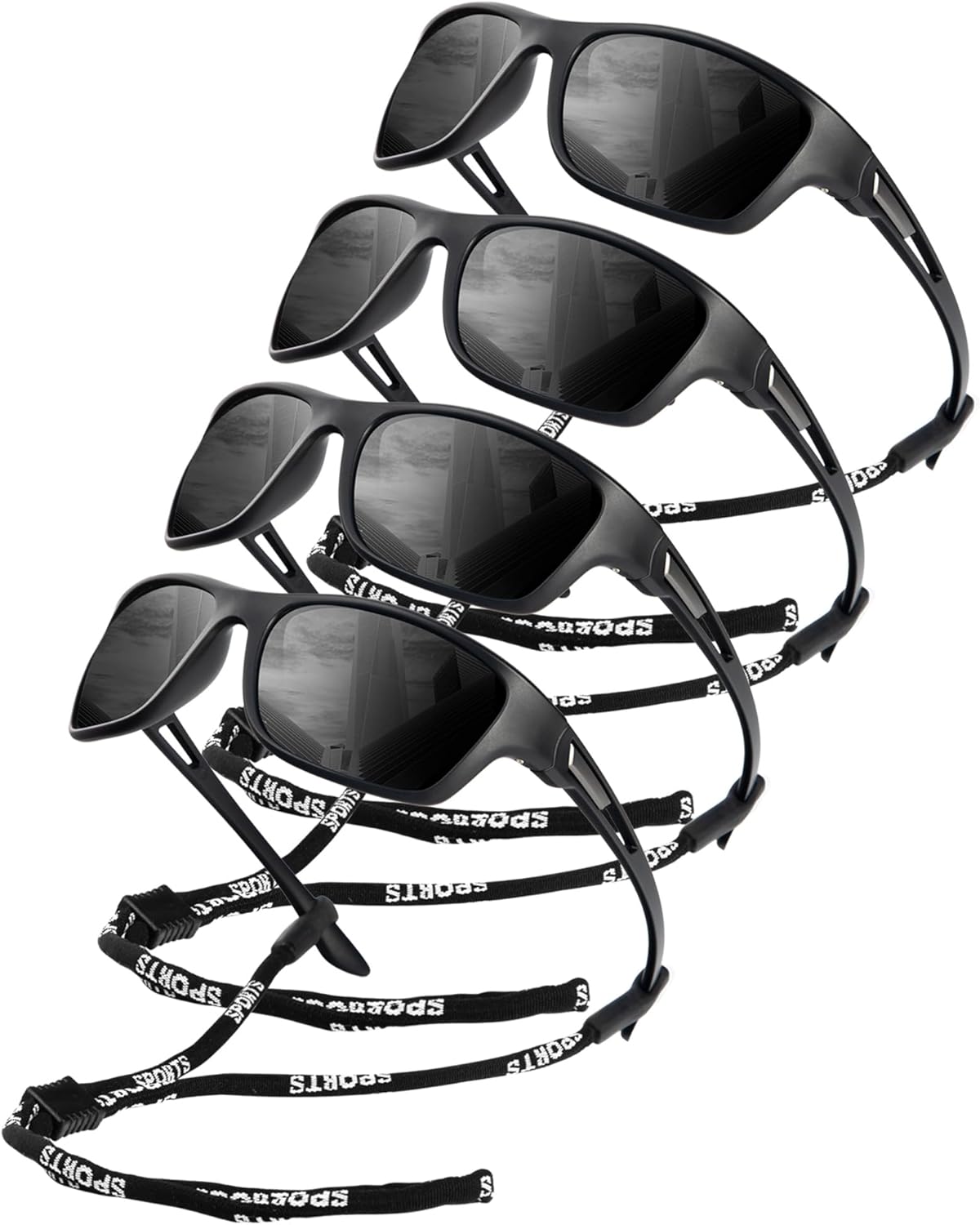 

Поляризованные солнцезащитные очки KALIYADI для мужчин, спортивные солнцезащитные очки для вождения, езды на велосипеде и рыбалки с защитой от УФ-излучения, D05 Black/Black/Black/Black