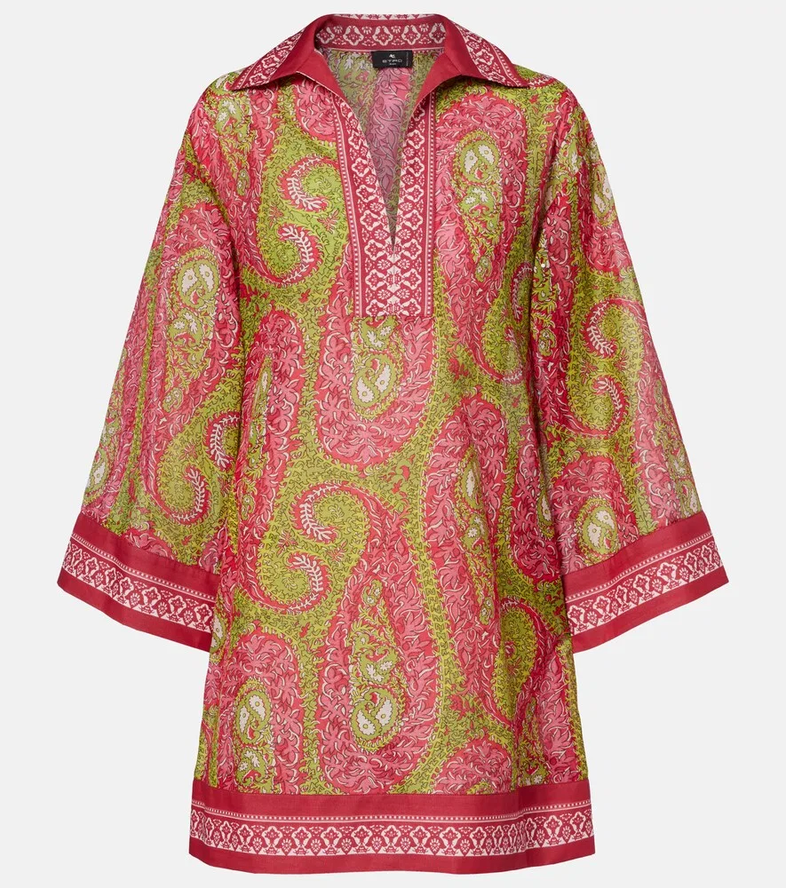 Туника из набивного хлопка и шелка Etro, мультиколор