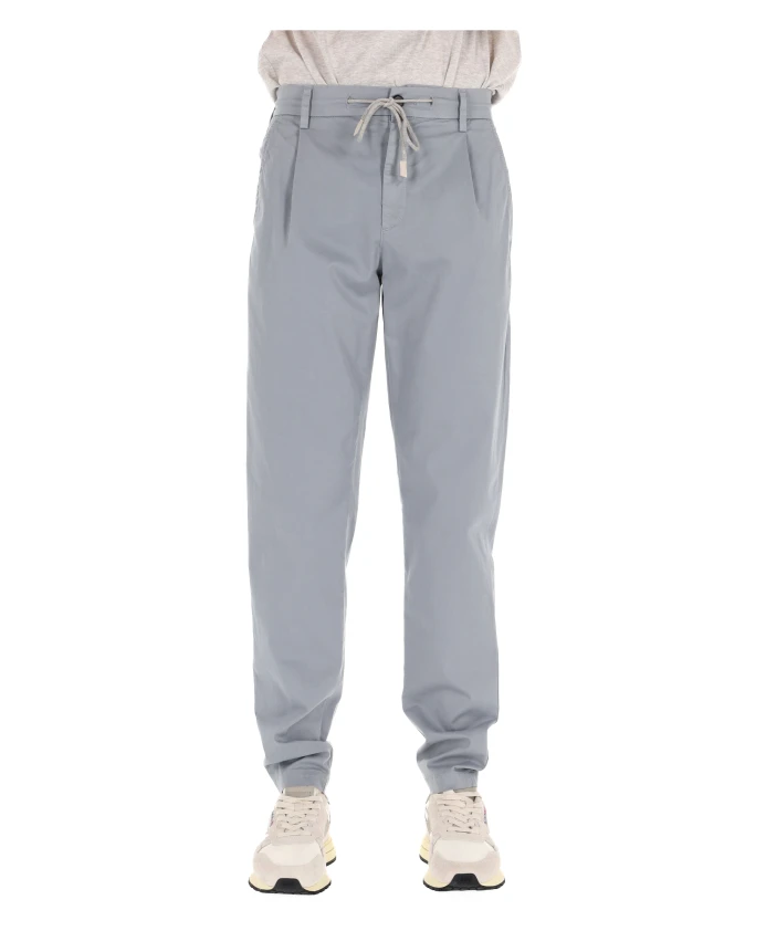 

Светло-Голубые хлопковые удобные брюки на шнуровке Eleventy, синий