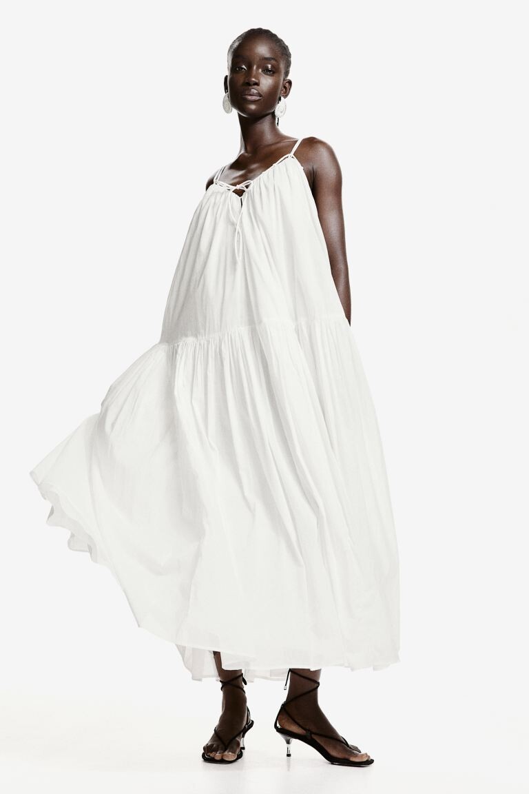 

Платье макси а-силуэта H&M, белый