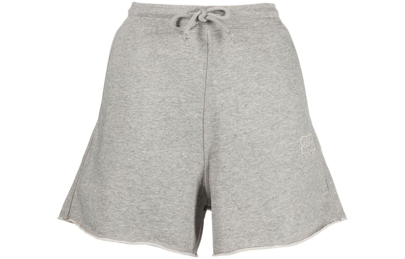 

Шорты с вышитым логотипом на шнурке GANNI, серый