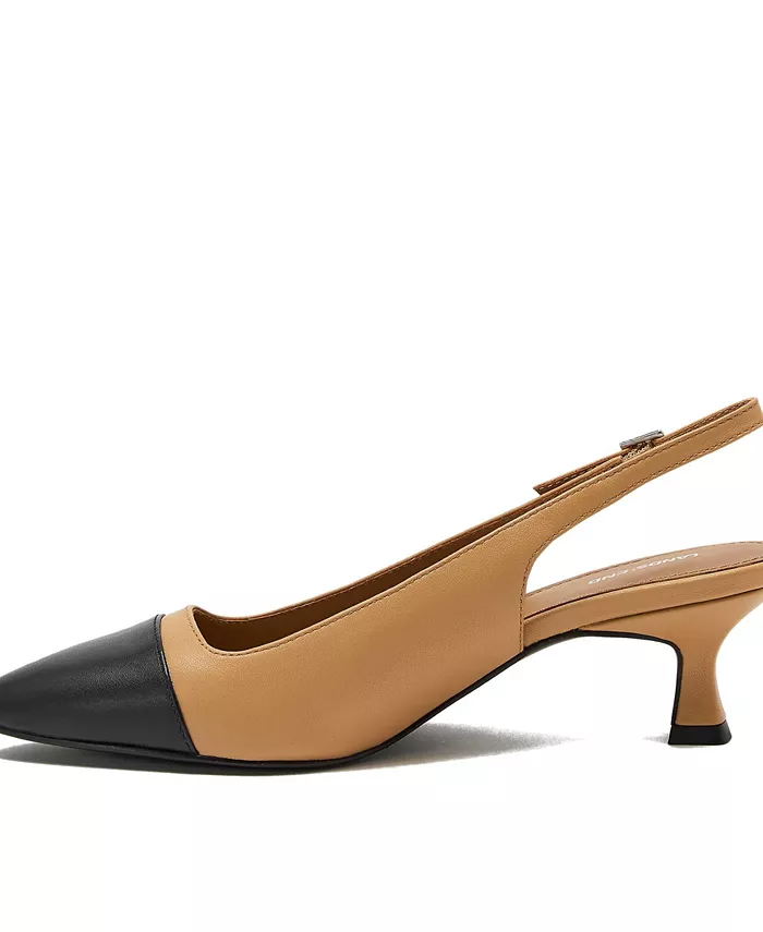 Женские кожаные туфли-лодочки на каблуке kitten heel с мыском cap toe Lands' End, мультиколор — фото 3