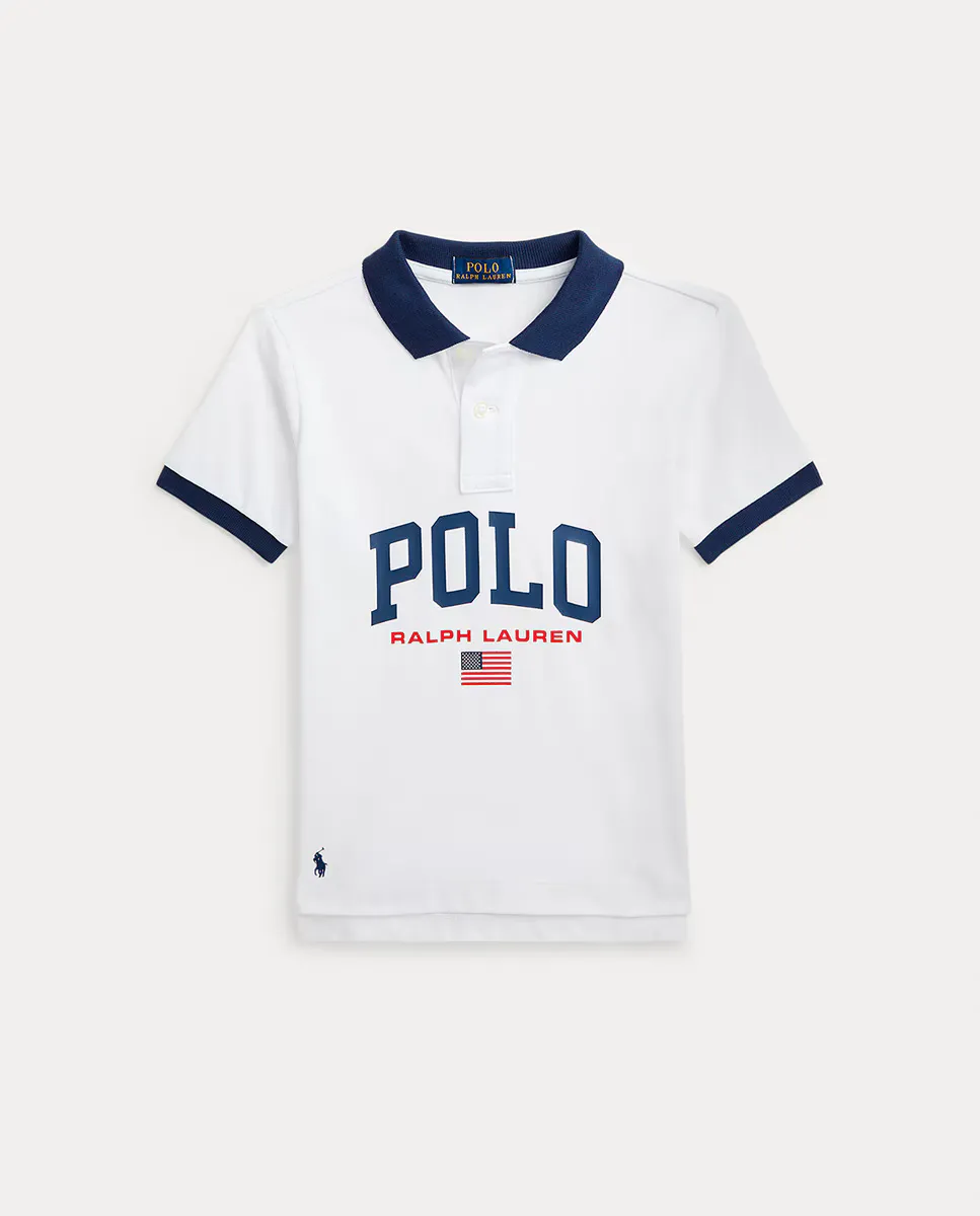 

Белая хлопковая рубашка-поло для мальчика Polo Ralph Lauren, белый