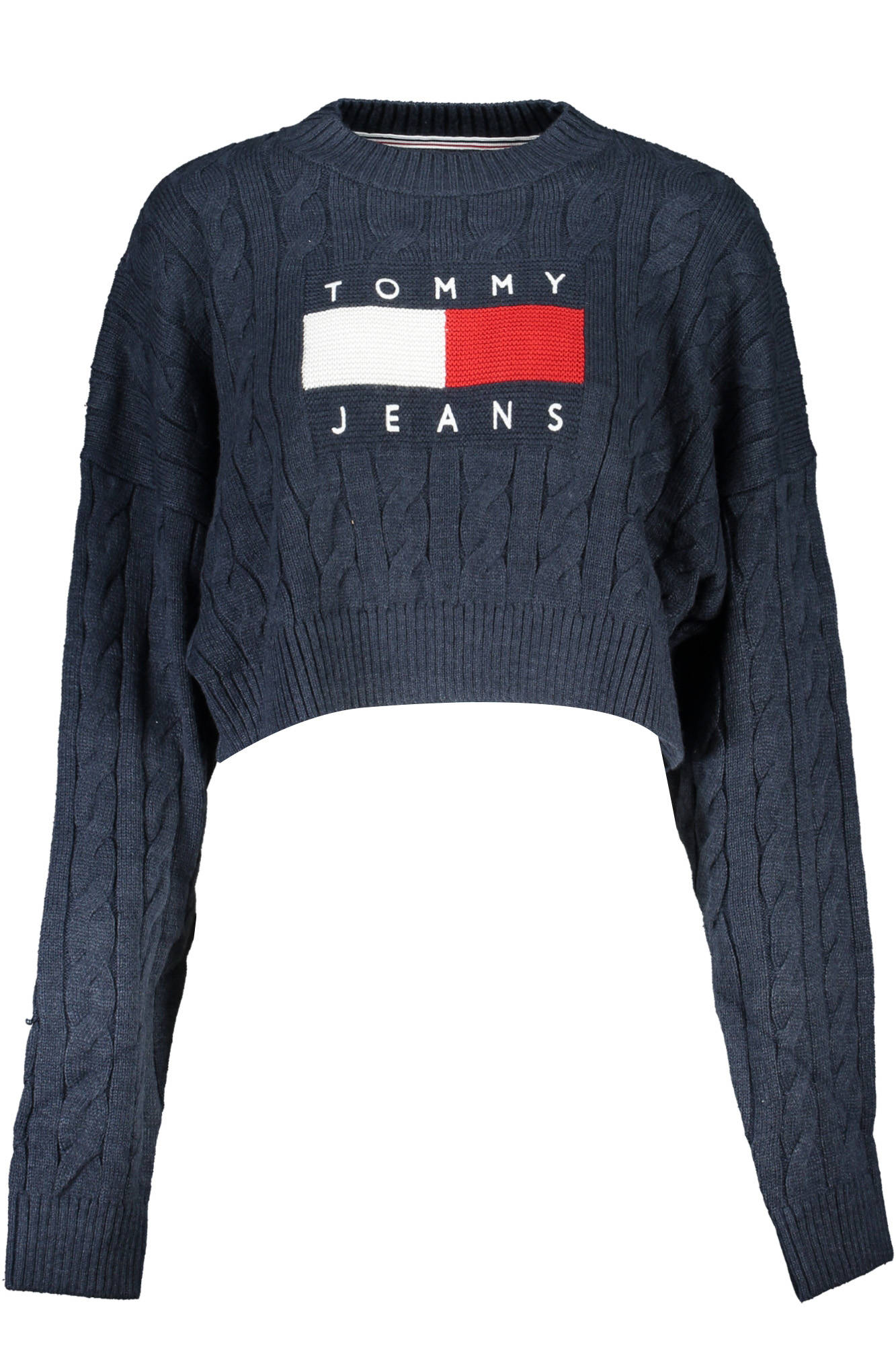 

Женский свитер Tommy Hilfiger укороченный с узором косы, синий
