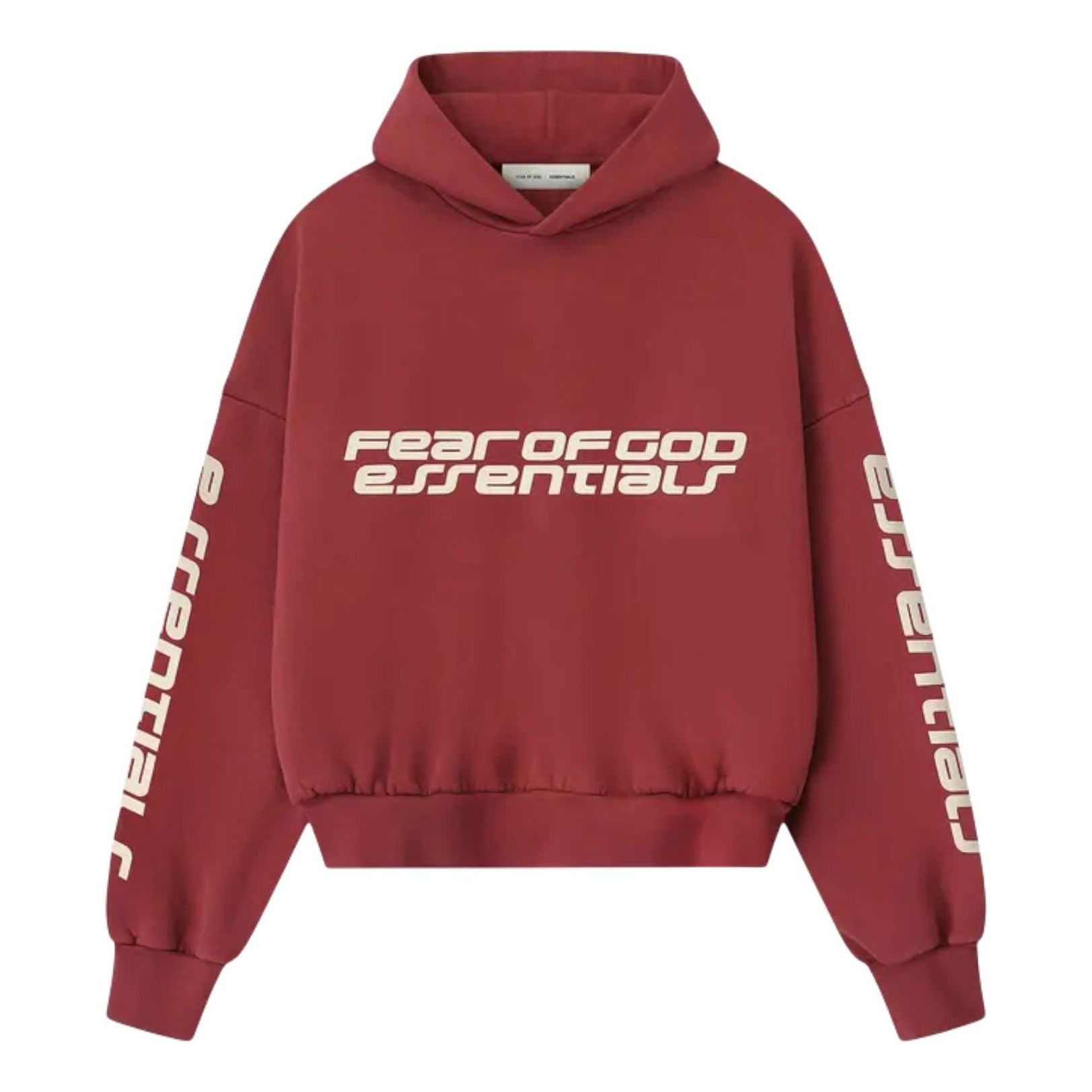 

Укороченная свободная толстовка Fear of God Essentials, цвет «Crimson»