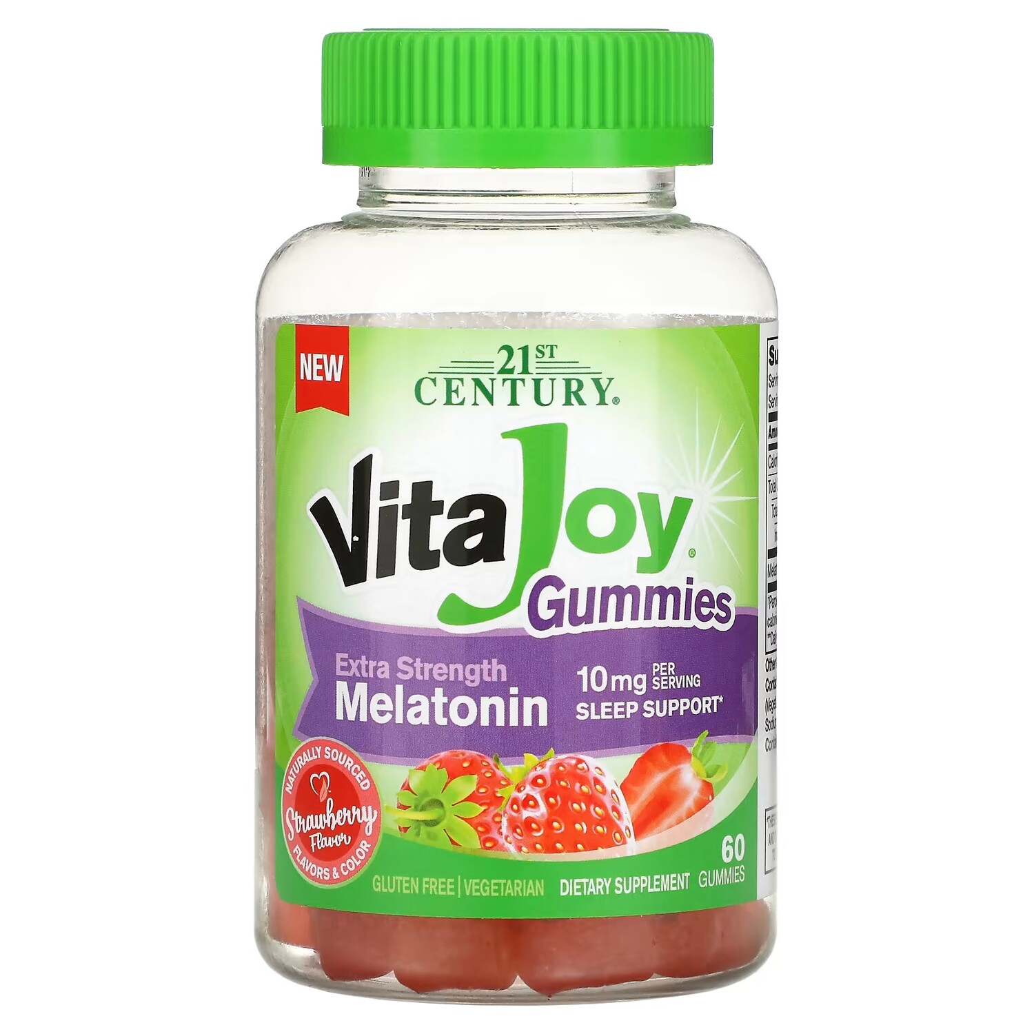 

Пищевая добавка 21st Century Vita Joy с мелатонином повышенной прочности, клубника, 60 жевательных конфет