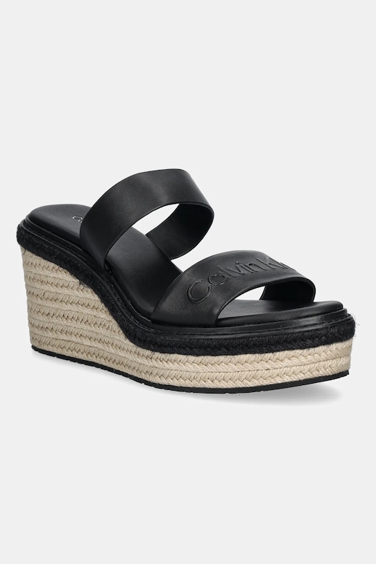 Кожаные шлепанцы WEDGE SANDAL 50 - HE Calvin Klein, черный