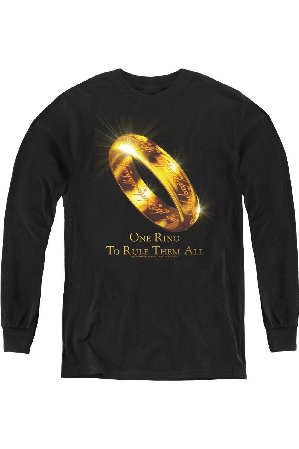 

Футболка с длинным рукавом для подростков "Кольцо Власти" из "Властелина Колец" Gildan, черный