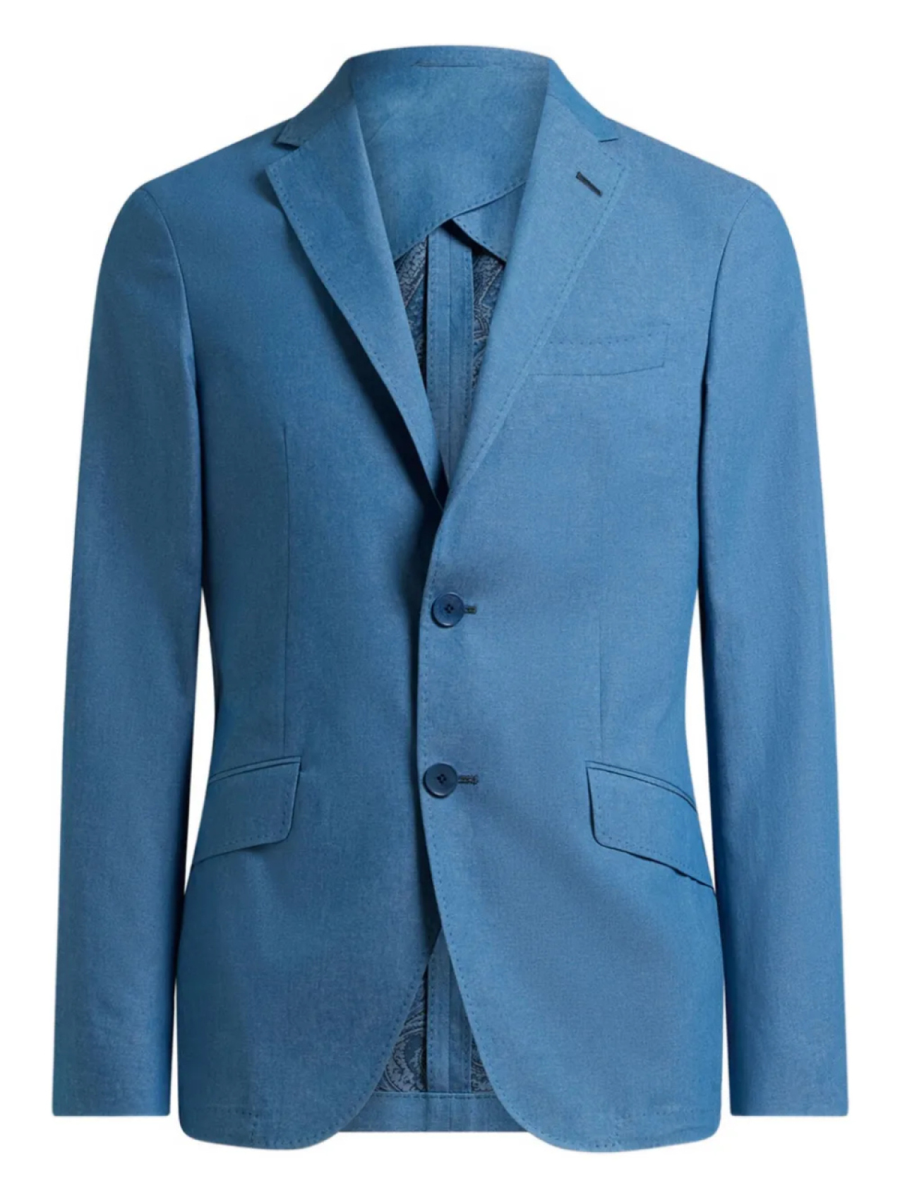 

Однобортный пиджак ETRO из хлопка, синий