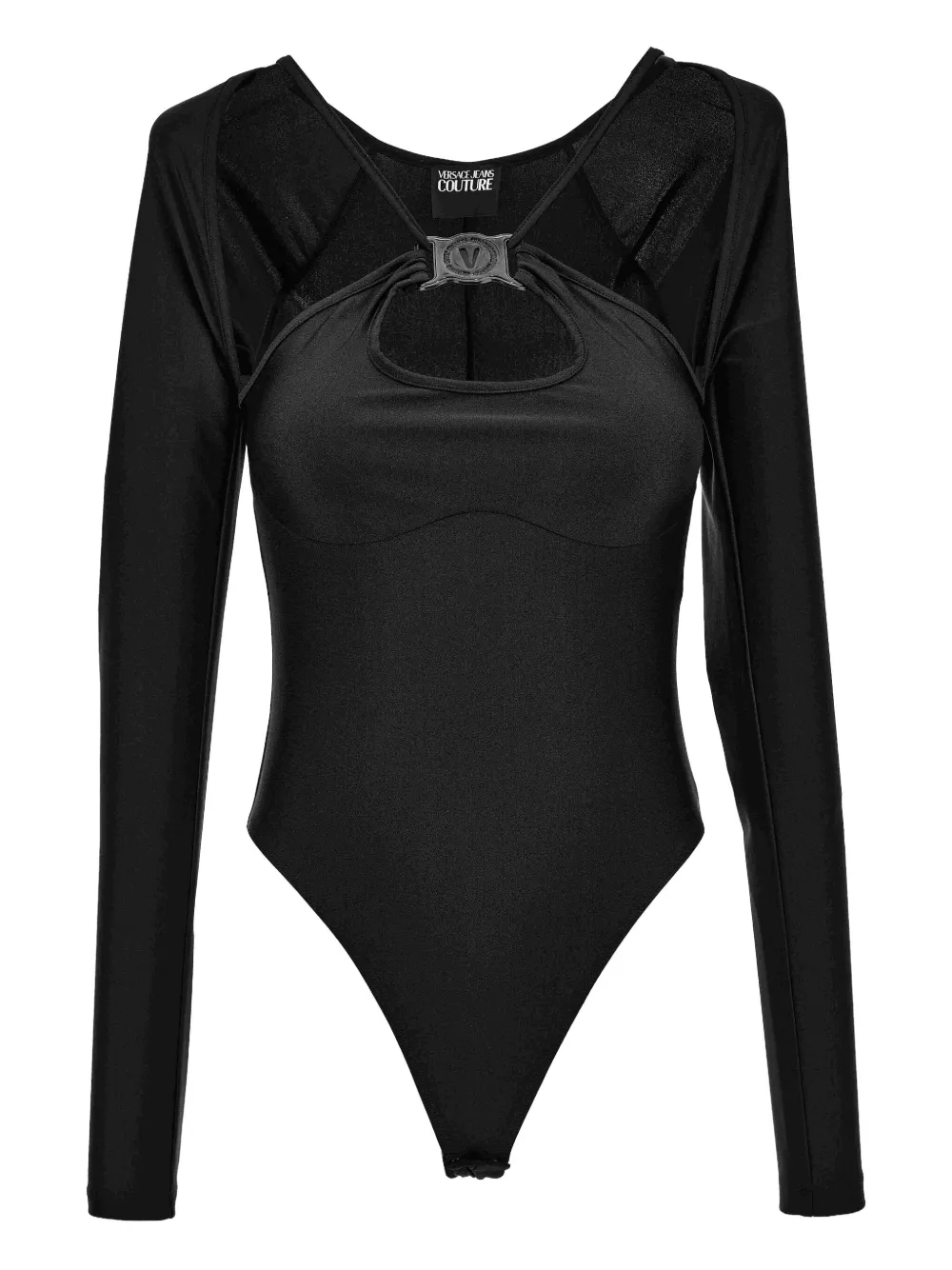 

Боди с длинными рукавами и вырезом-замочной скважиной Versace Jeans Couture, черный