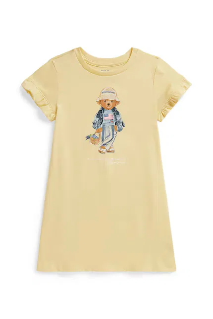 Платье хлопковое Polo Bear Polo Ralph Lauren, желтый
