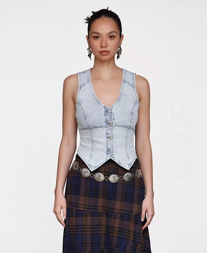 

Женский приталенный жилет с заостренным подолом Avec Les Filles, синий