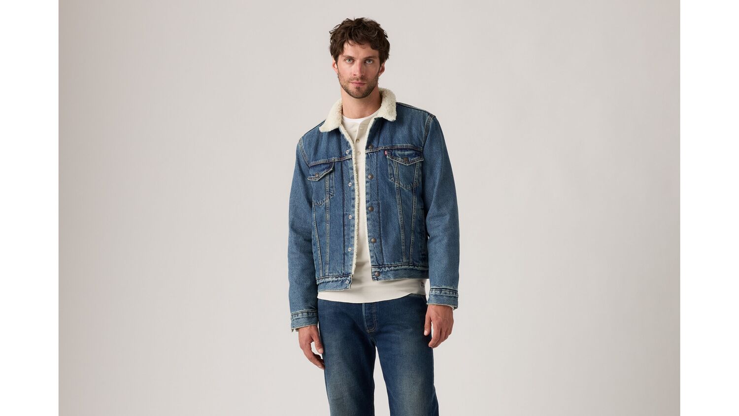 Куртка дальнобойщика Sherpa Type III Levi's, In The Morning Sherp - Medium Wash — фото 2