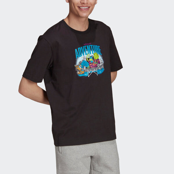 Футболка men's originals chameleon printing sports short sleeve black t-shirt Adidas, черный — фото 4