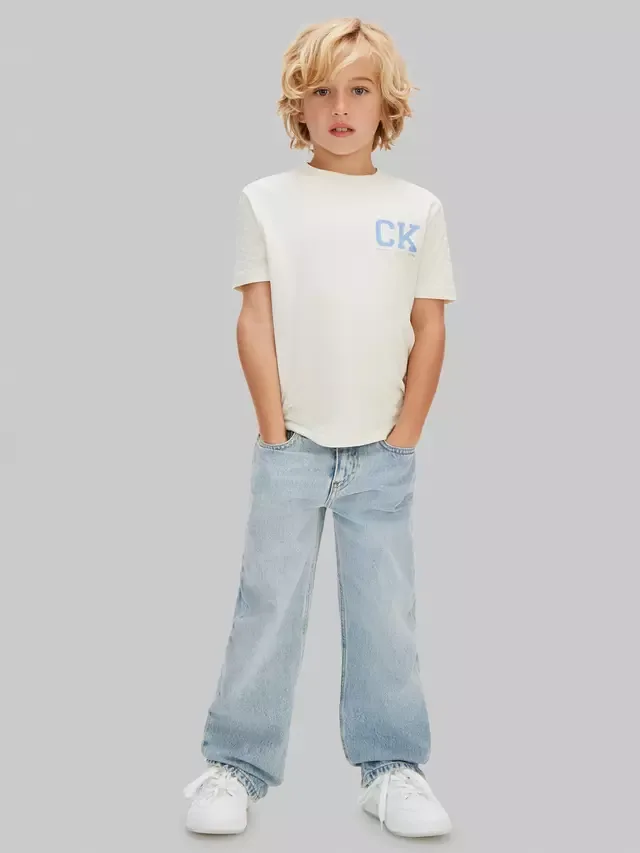 Детская футболка с коротким рукавом и логотипом, белая Calvin Klein — фото 3