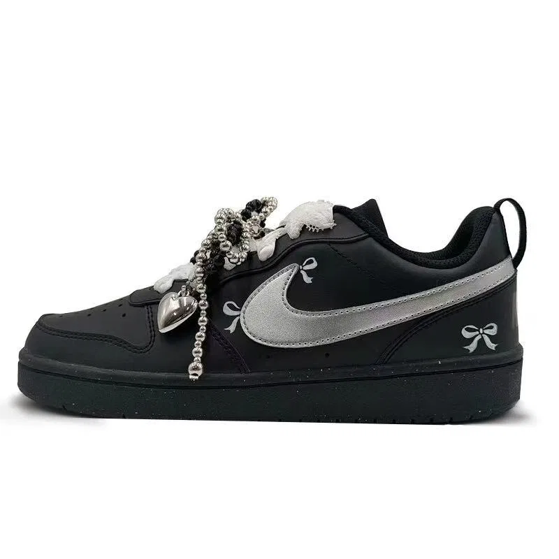Кроссовки для скейтбординга Court Borough 2 Heart Knot, Midnight Ballet Low top, черно-серебристые, унисекс Nike, Black