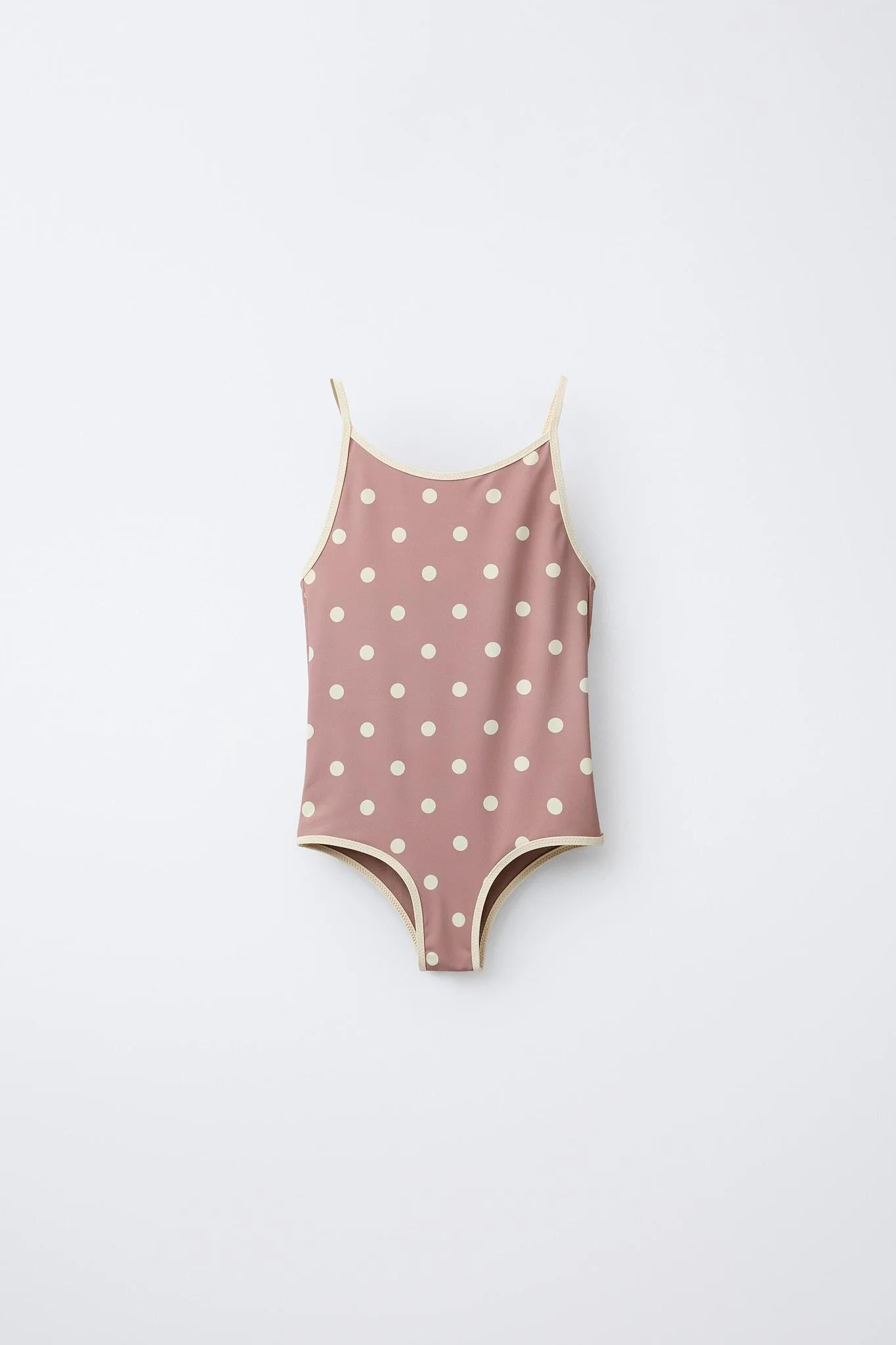 Купальник в горошек с контрастной окантовкой, размер 6-14 лет Zara, коричневый