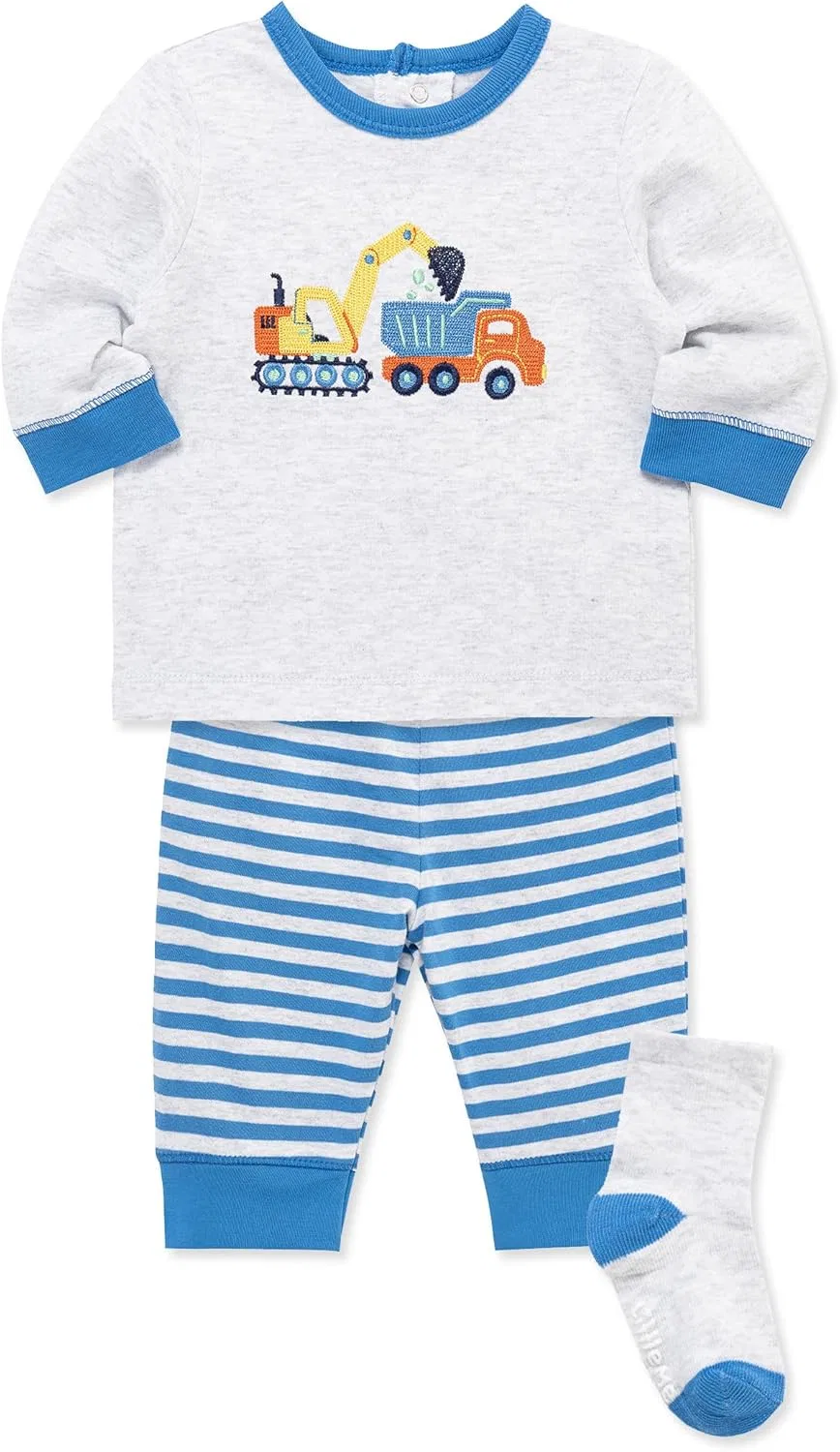 Детский спортивный костюм Little Me, 3 предмета: футболка, штаны, носки, Campanula Blue Stripe — фото 3