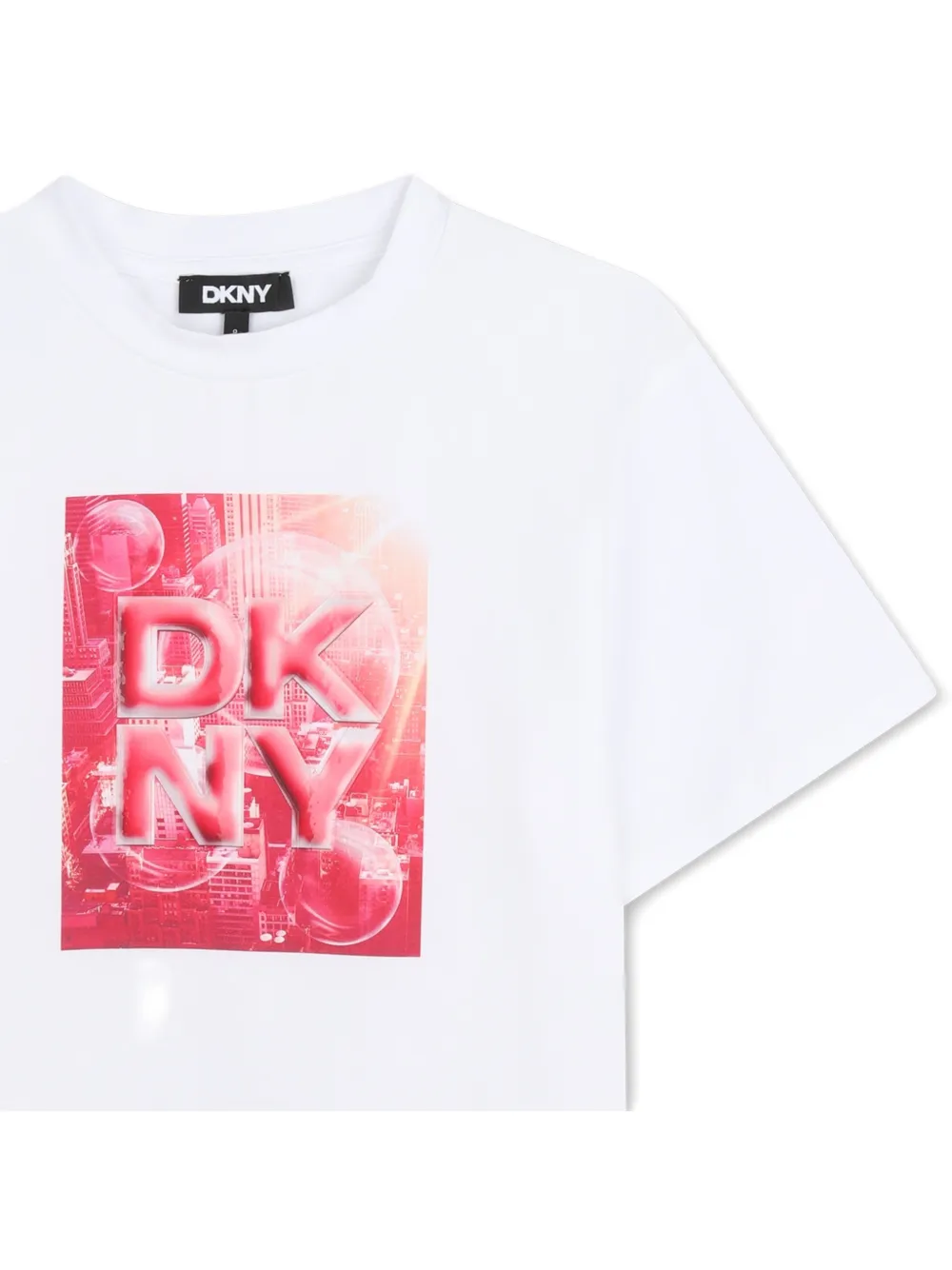 Футболка с графичным принтом Dkny Kids, белый — фото 4