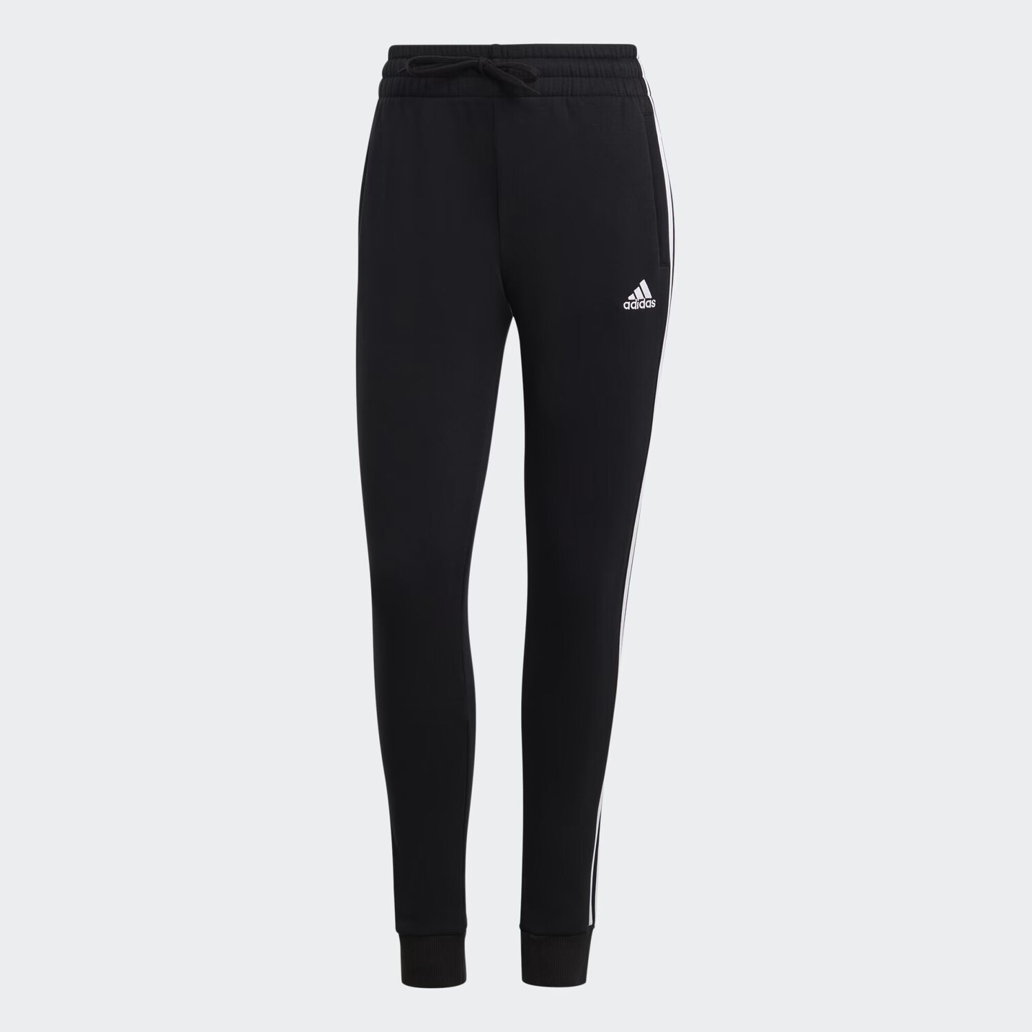Флисовые брюки с 3 полосками Essentials Adidas, цвет Black/White — фото 4