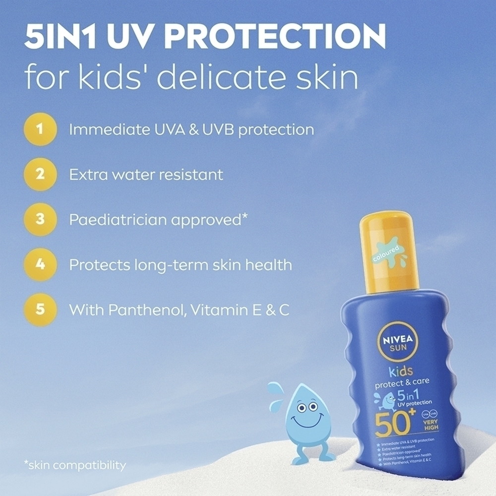 Цветной спрей для загара Sun Kids для детей SPF 50+ Nivea, 200 мл — фото 2