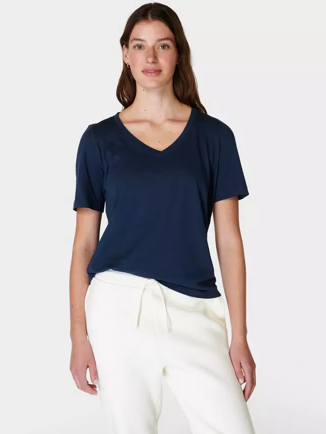 

Футболка Sweaty Betty Essential Organic Cotton Blend V-Neck, цвет navy/blue