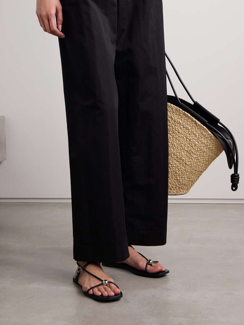 Босоножки из кожи с декором от Lara Loeffler Randall, черный — фото 2