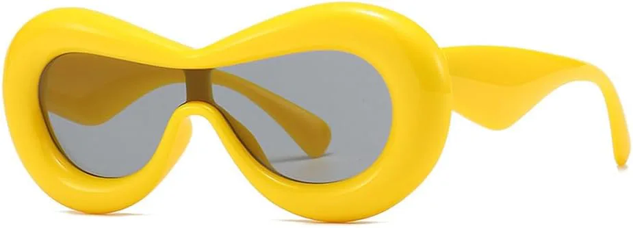 

Солнцезащитные очки-маска для женщин, модные солнцезащитные очки «кошачий глаз» для женщин, цельные солнцезащитные очки для мужчин WNCKSQ, C8 Yellow Gray