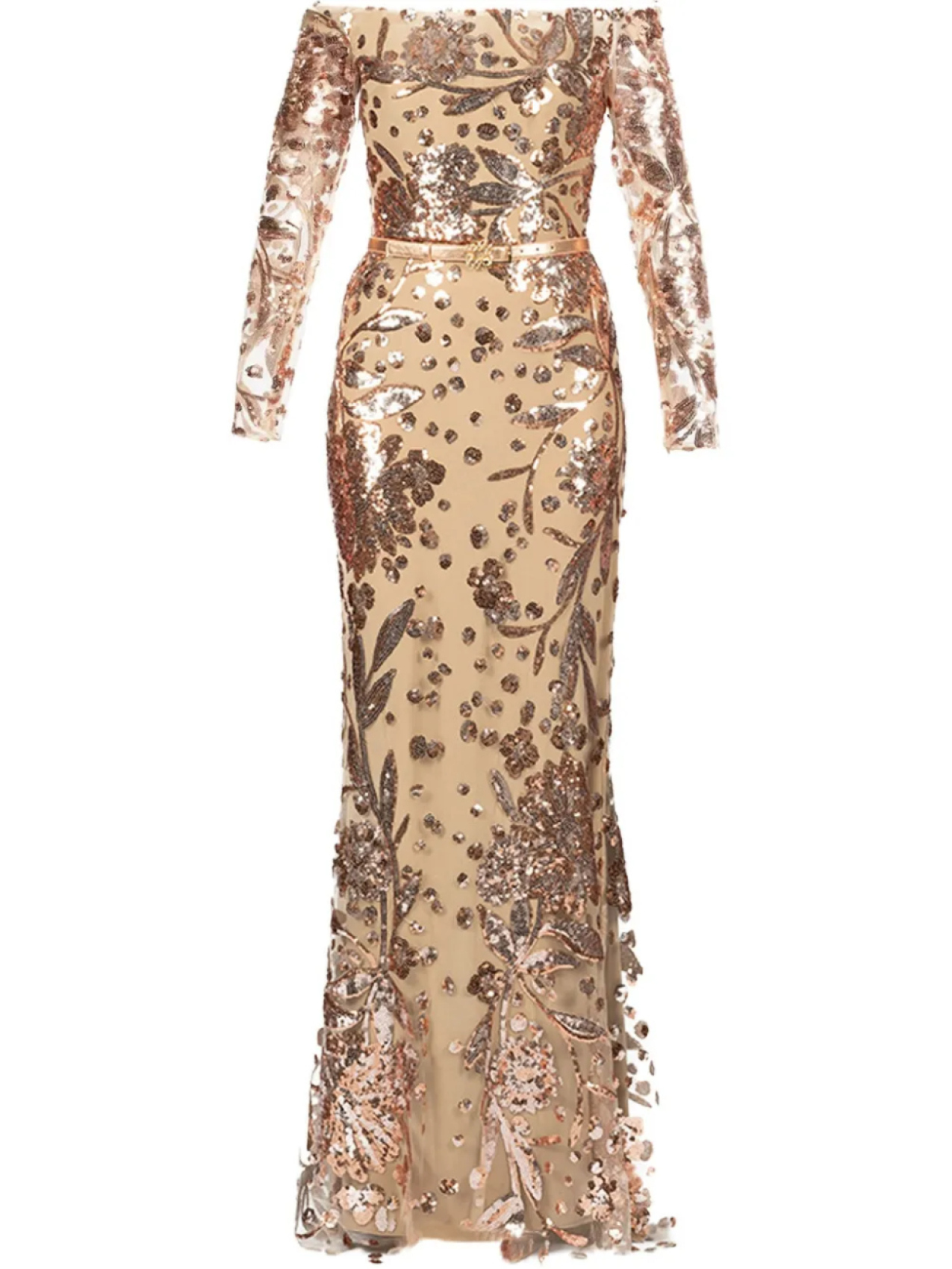 

Платье макси из вышитого тюля Elie Saab, нейтральный