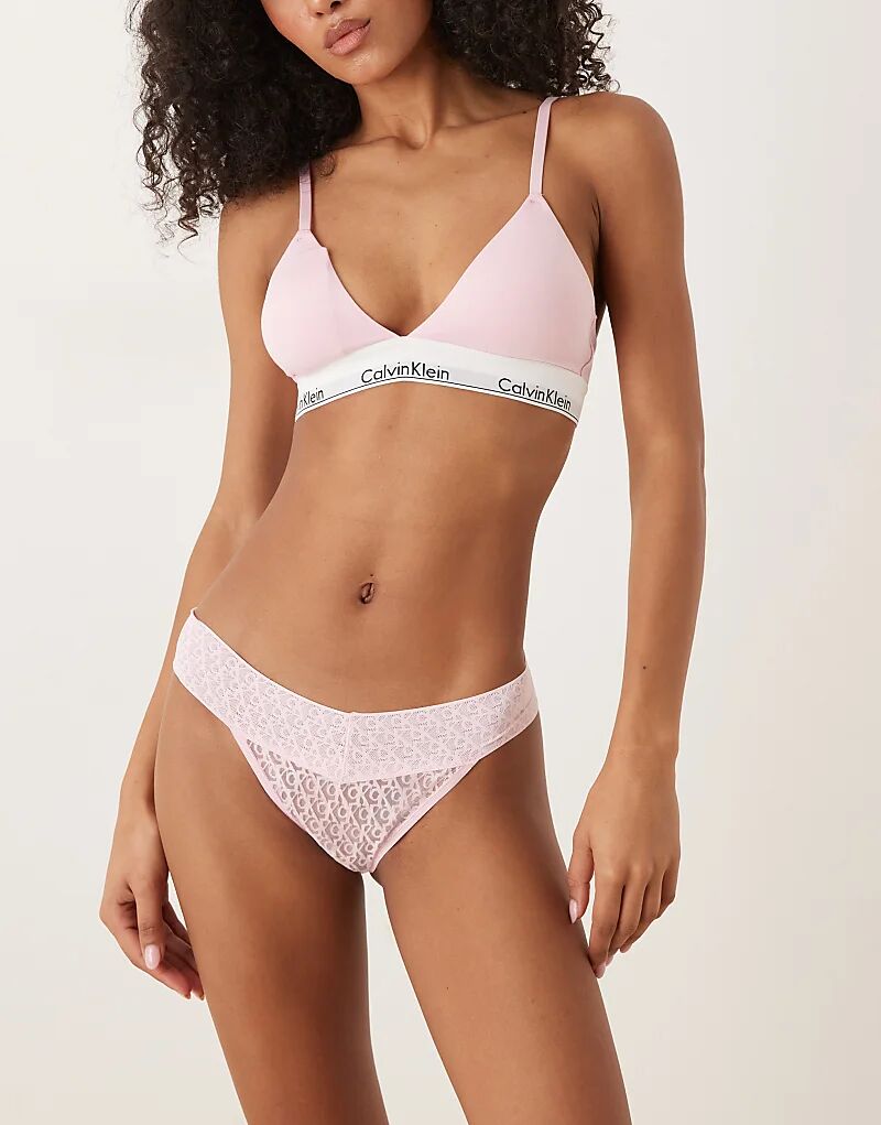 

Трусики-бикини Calvin Klein Modern Lace с низкой посадкой розового цвета