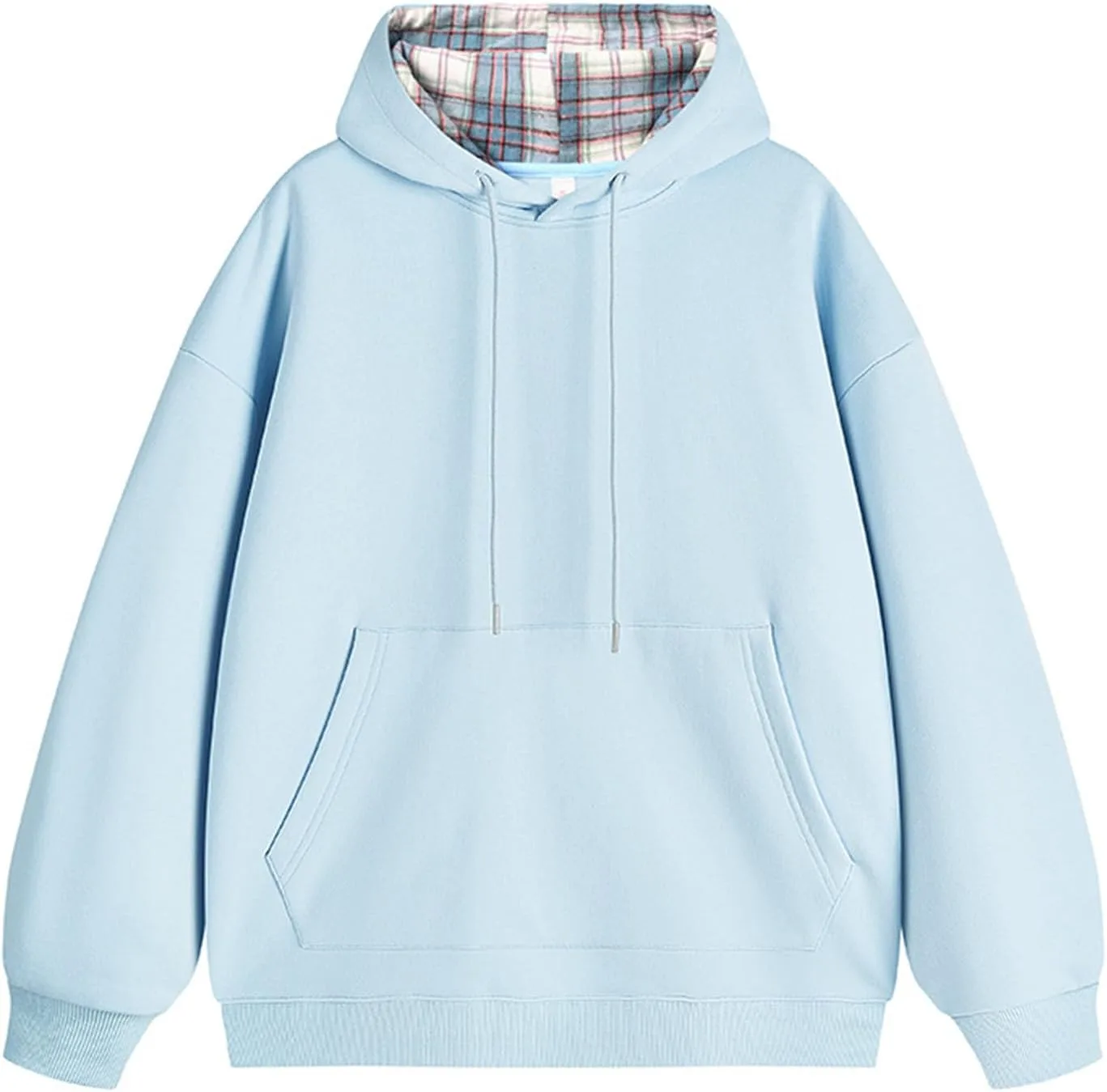 

Толстовка с капюшоном для мужчин Y2k в клетку, с карманом