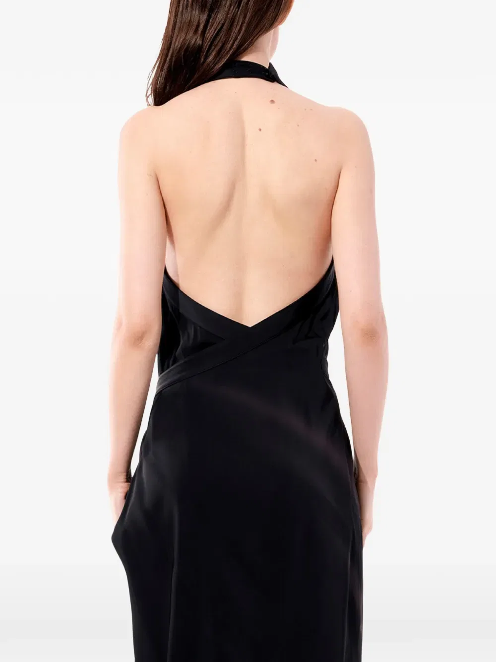 Длинное платье с поясом и завязками на шее Balenciaga, черный — фото 4