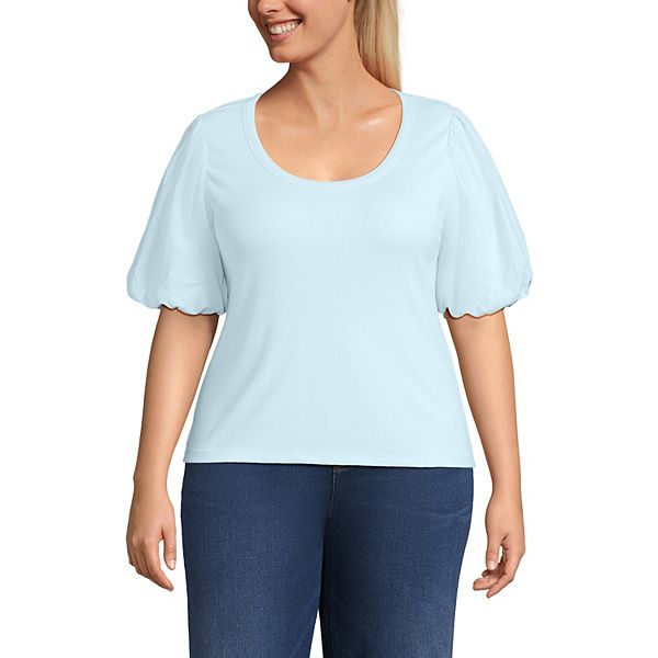 

Топ с коротким рукавом и круглым вырезом Plus size Lands' End, Soft Ice Blue