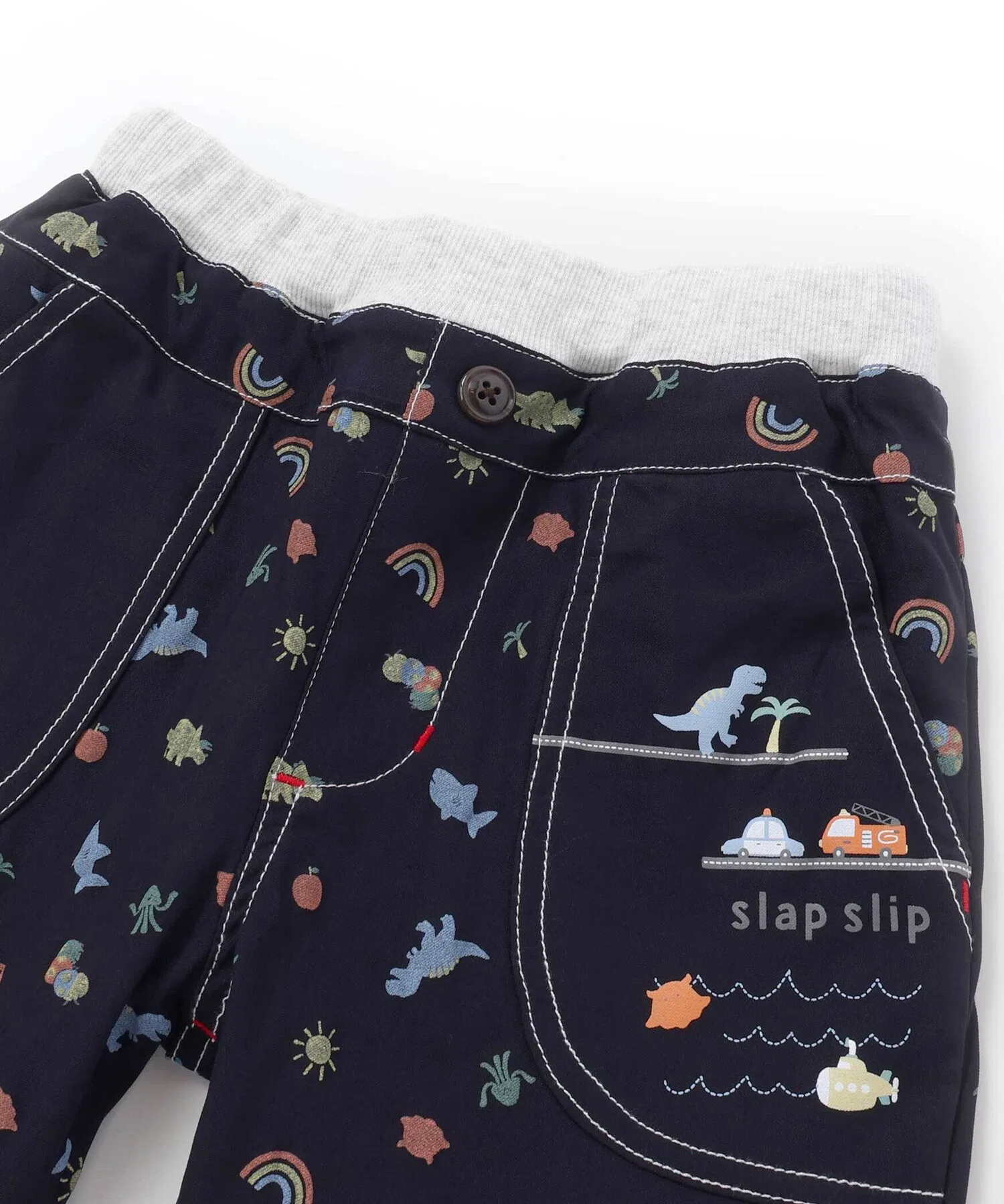 Брюки для мальчиков SLAP SLIP с принтом динозавров 7/8 длины синие — фото 3