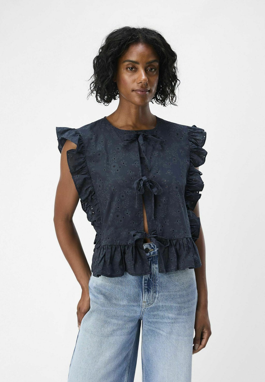 

Блуза OBJCILIE REP Object, темно-синий