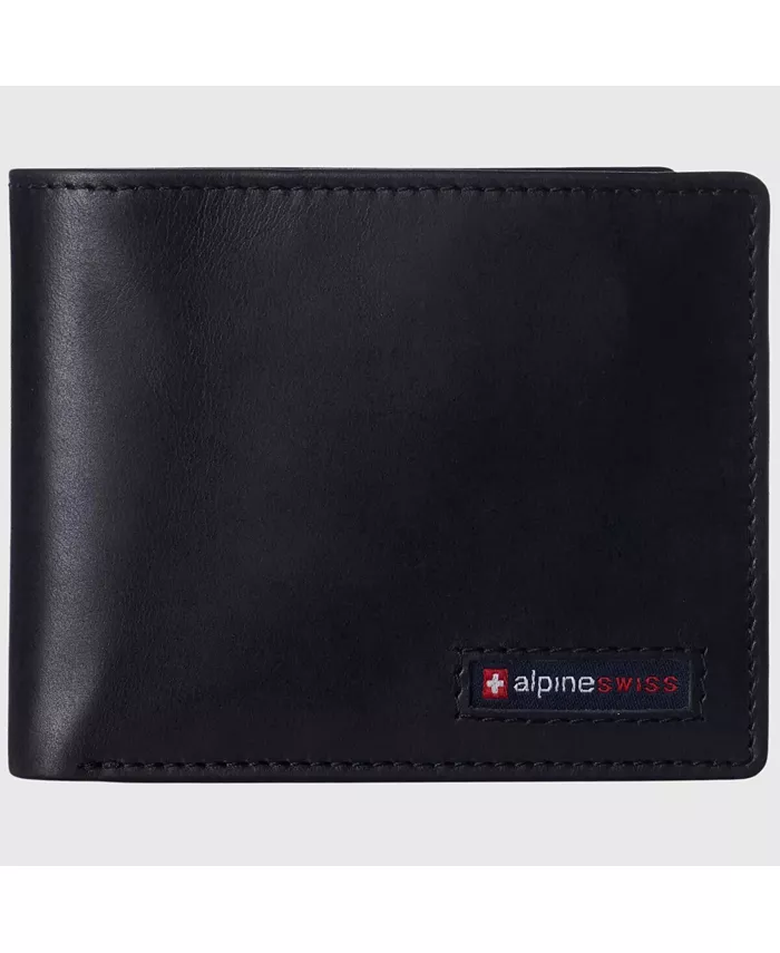 

Мужской кошелек Commuter RFID с двумя окошками для удостоверений и отделением для купюр Alpine Swiss, черный